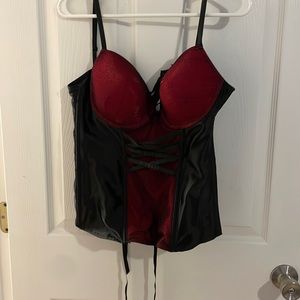 Sexy black and red corset. Fredericks of Hollywood